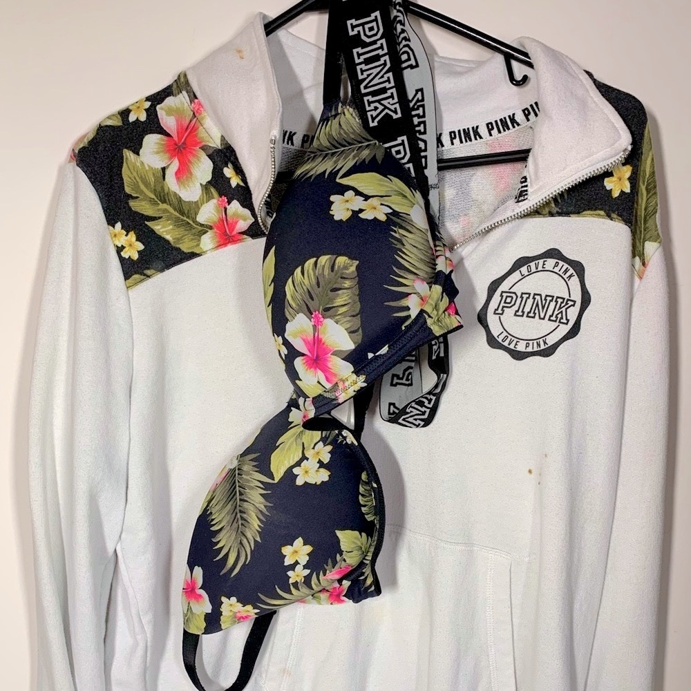 2 Piece Marching Set- Victoria’s Secret half-zip Sweatshirt, 36DD bra